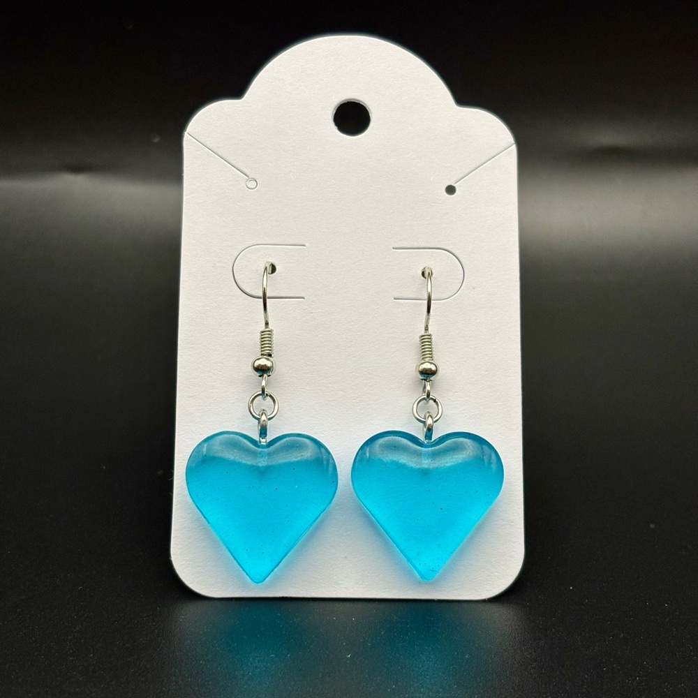 Glass Heart Earrings-HANDMADE